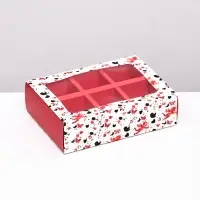 Коробка для конфет 6 шт., белая «Купидон», 13.7×9.85×3.86 см