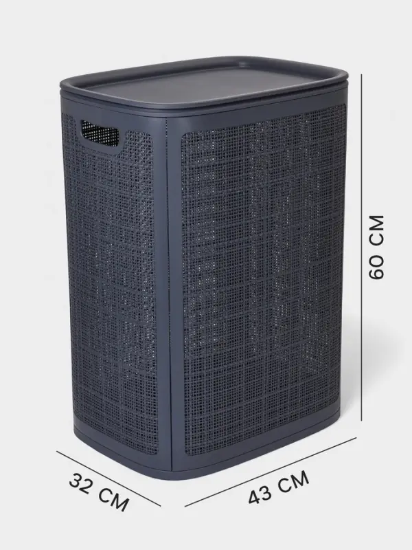 Плетёная корзина для белья с крышкой &laquo;Лён&raquo;, 75 л, 43&times;32&times;60 см, графит