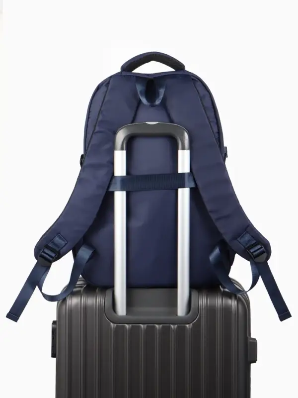 Рюкзак школьный, однотонный, 2 отделения, 6 карманов, 33&times;14.5&times;46 см, синий