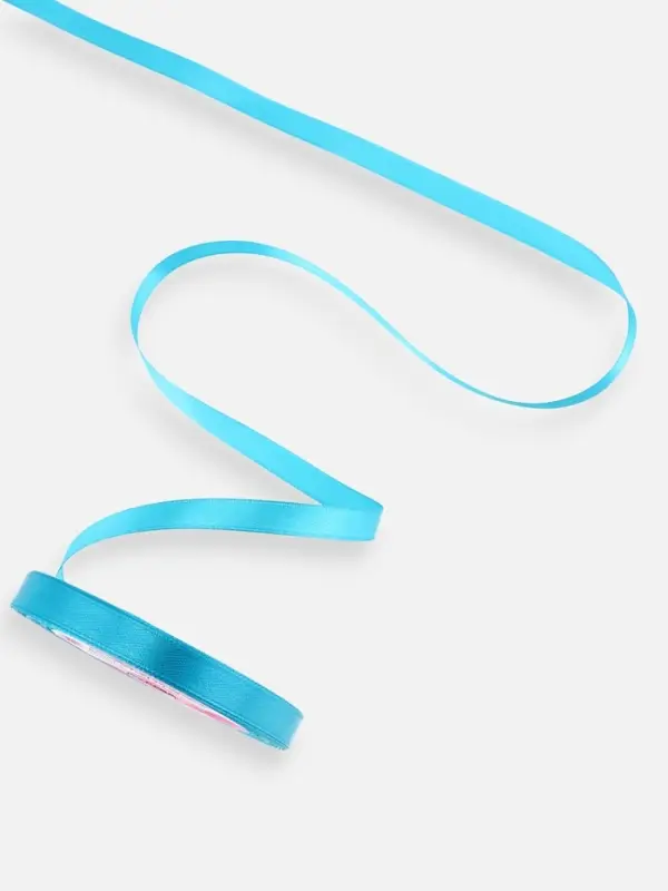 Лента атласная, 10 мм, 23±1 м, голубая №47