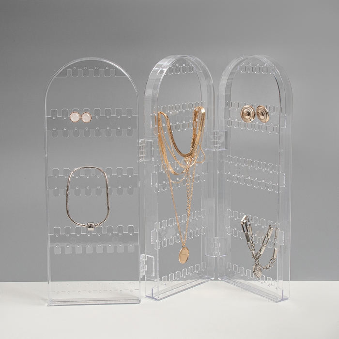 Подставка-книжка под серьги, 3 секции, 8 рядов, 32,5×2×28 см, цвет прозрачный Подставка-книжка под серьги, 3 секции, 8 рядов, 32,5×2×28 см, цвет прозрачный