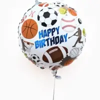 Воздушные шары фольгированные 17" круг "С днем рождения, спорт" набор 5 штук