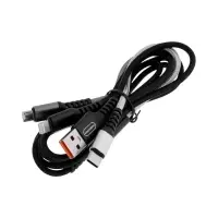 Кабель D02E, 3 в 1, Type-C-microUSB-Lightning, 1.2 м, зарядка+передача данных, чёрный Кабель D02E, 3 в 1, Type-C-microUSB-Lightning, 1.2 м, зарядка+передача данных, чёрный