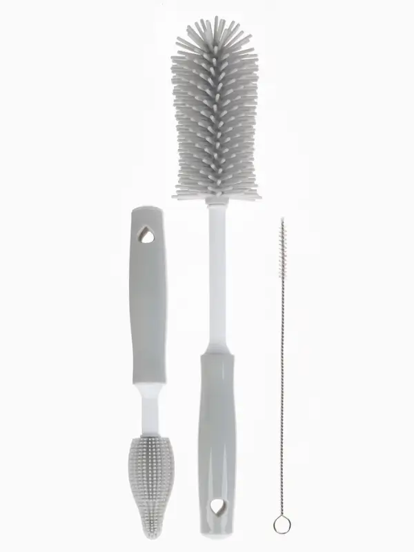 Набор ёршиков для бутылочек и сосок, 3 шт, цв. серый, в коробке, M&B Набор ёршиков для бутылочек и сосок, 3 шт, цв. серый, в коробке, M&B