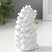 Фигурка полистоун &laquo;Ёжик с яблоком&raquo;, белый с золотом, 5&times;8&times;10.8 см