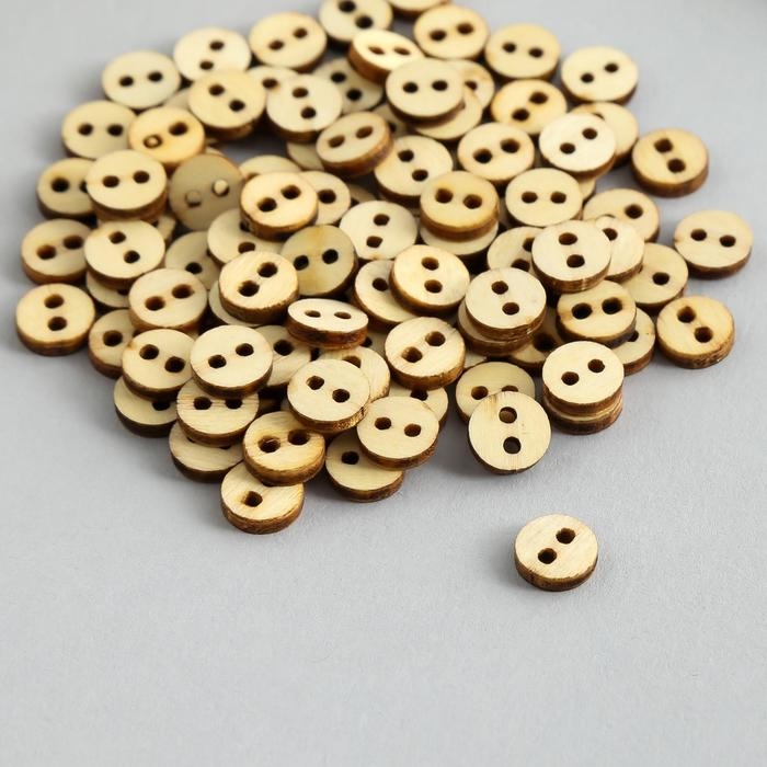 Пуговицы дерево для творчества 2 прокола Пуговицы дерево для творчества 2 прокола "Простые" набор 100 шт 0,8х0,8х0,2 см