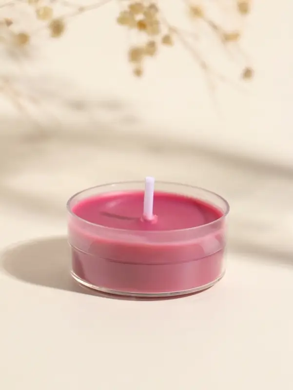 Чайная свеча ароматическая "Круглая" красная, аромат цветочный 3,8х3,8х1,8 см