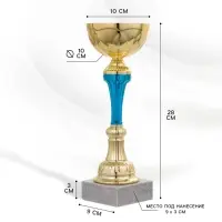Кубок 132A, наградная фигура, золото, подставка камень, 28&times;10&times;9 см