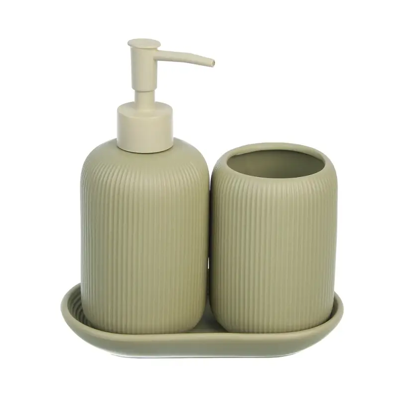 Диспенсер для жидкого мыла тм VETTA Монтана, 300мл, доломит, оливковый, 7,5х7,5х17,5см