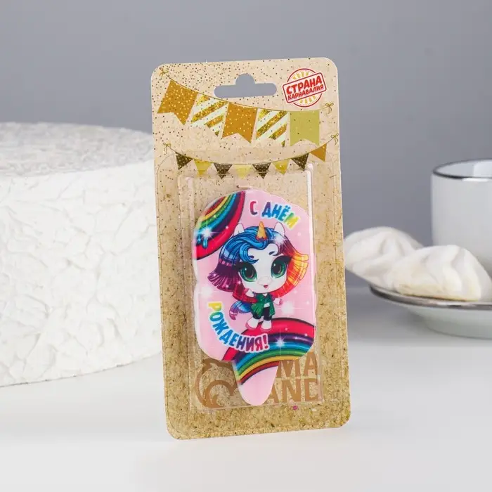 Свеча для торта «Радужная пони», розовая, 6.5 см Свеча для торта «Радужная пони», розовая, 6.5 см