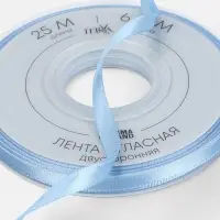 Лента атласная TEIRA, двухсторонняя, 6 мм, 25&plusmn;1 м, светло-голубая №332