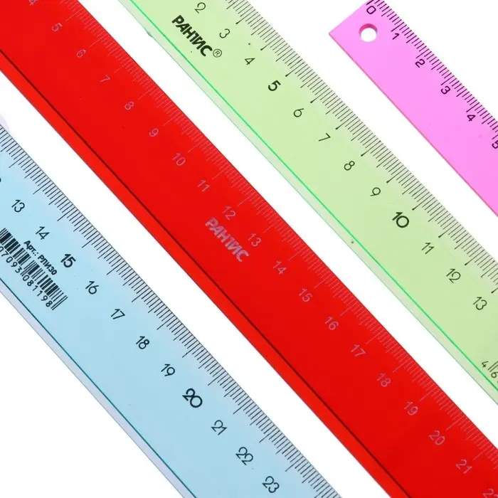 Набор пластиковых линеек Calligrata, 4 штуки (15, 20, 25 и 30 см), прозрачные, МИКС