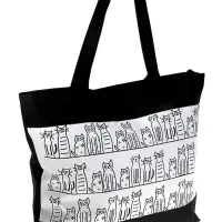 Сумка - шоппер &laquo;Котики&raquo;, на молнии, с подкладкой, 42&times;9&times;32 см, чёрный