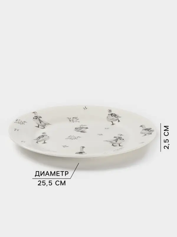 Тарелка обеденная Доляна &laquo;Гуси&raquo;, d=25.5 см, фарфор, белая