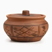 Жаровня Кунгурская керамика &laquo;Молочение&raquo;, 3 л, керамика, коричневая