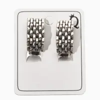 Серьги клипсы для ушей QF &laquo;Плетение&raquo;, цвет чернёное серебро