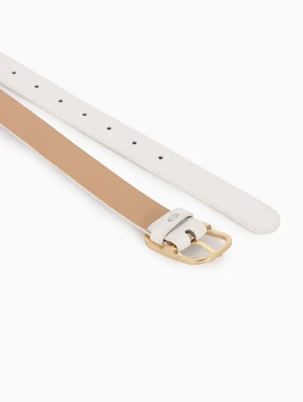 Ремень женский, 110&times;3 см, классическая пряжка металл, белый