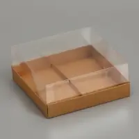 Коробка для муссовых пирожных 4 штуки, 17&times;17&times;6 см, крафт