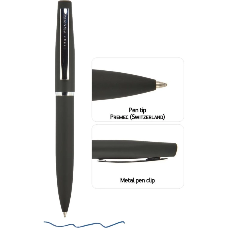 Ручка шариковая автомат. PORTOFINO черный металл,1мм, син, 20-0251/01