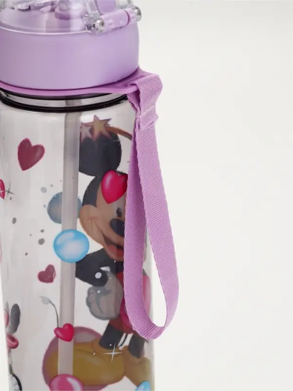 Бутылка пластиковая с трубочкой, 800 мл, фиолетовая