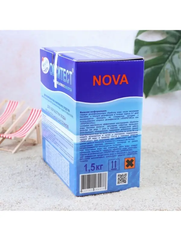 Дезинфицирующее средство &laquo;Окситест&raquo; для воды в бассейне, гофроящик, 1.5 кг