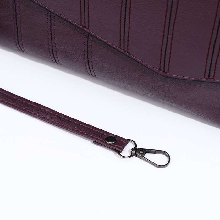 Сумка-клатч на магните, длинный ремень, цвет фиолетовый