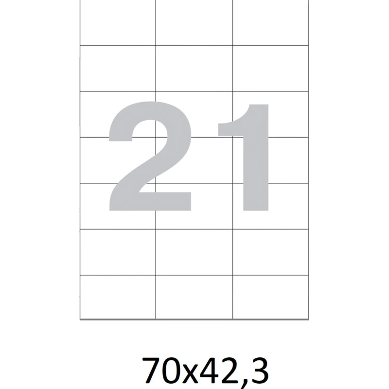 Этикетки самоклеящиеся кауч.к.70х42,3 21шт/л А4 (100л/уп)