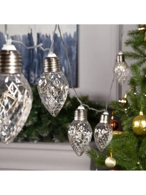 Гирлянда &laquo;Нить&raquo; 3 м с насадками &laquo;Лампочки шишки&raquo;, IP20, прозрачная нить, 80 LED, свечение белое, 8 режимов, 220 В