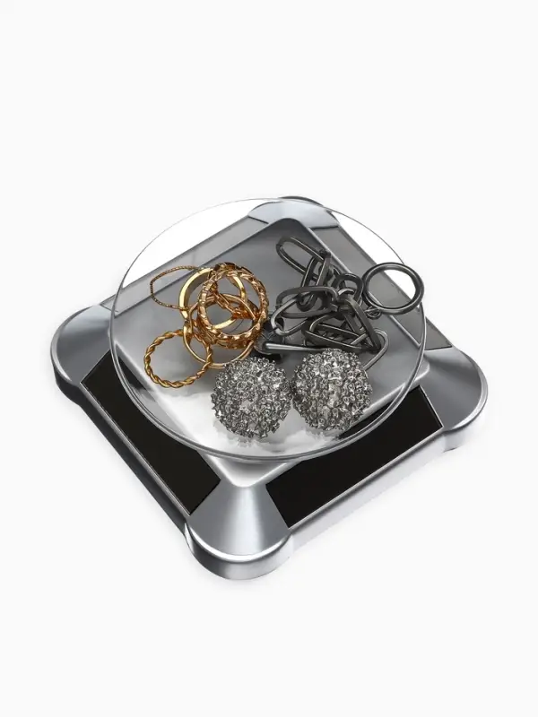 Подставка для украшений QF, универсальная, вращающаяся на 360 градусов, 10&times;10&times;4.5 см, цвет серебро