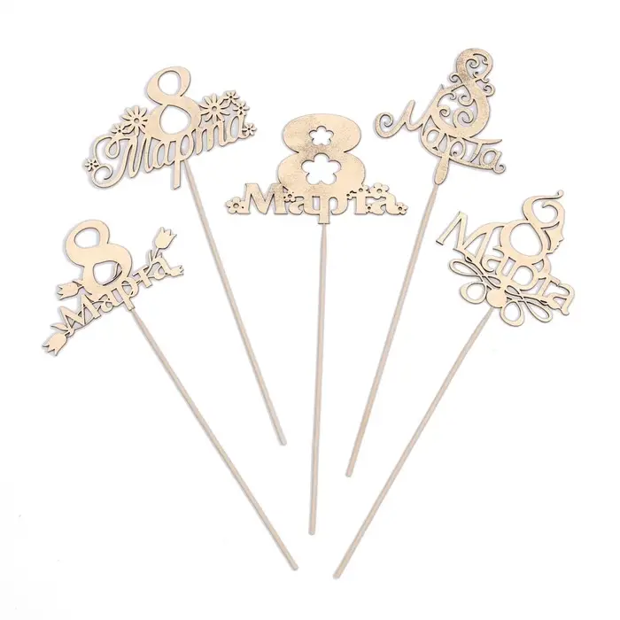 Топпер для торта «8 Марта», 5 шт. в фасовке, МИКС Топпер для торта «8 Марта», 5 шт. в фасовке, МИКС