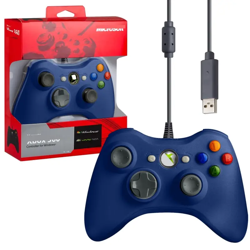 Джойстик XBOX 360 Wired Controller (проводной) синий (50шт/кор)