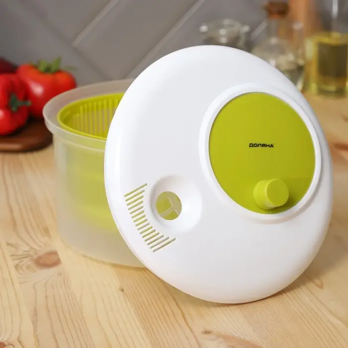 Центрифуга для сушки зелени Доляна Fresh cook, 3.7 л, пластик, белая, зелёная Центрифуга для сушки зелени Доляна Fresh cook, 3.7 л, пластик, белая, зелёная
