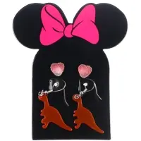 Серьги, набор украшений &laquo;Минни Маус и Дино&raquo;, розовые, золотой