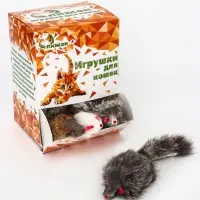 Мышь, 7.5 см, натуральный мех, фасовка 30 шт., цвет МИКС белый, серый