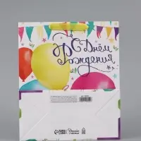 Пакет подарочный ламинированный, упаковка, &laquo;С Днём Рождения!&raquo;, ML 23&times;27&times;11.5 см