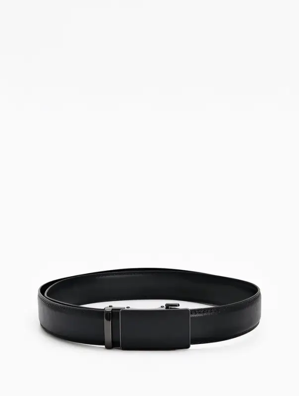 Ремень мужской, 126&times;3.5 см, натуральная кожа, пряжка автомат, чёрный