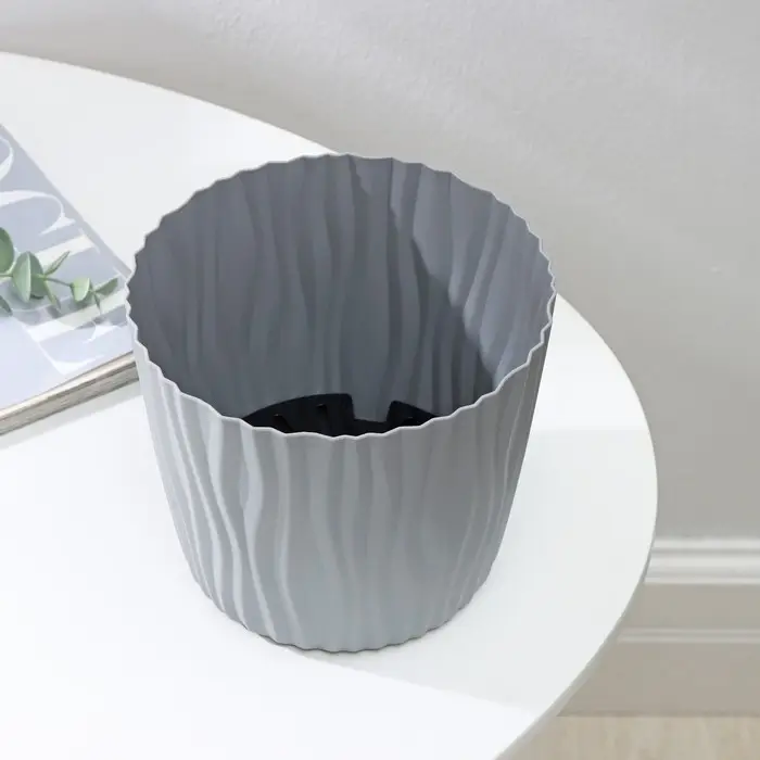 Кашпо для цветов со вставкой «Волна», 2 л, d=16 см, h=13,5 см, цвет серый Кашпо для цветов со вставкой «Волна», 2 л, d=16 см, h=13,5 см, цвет серый