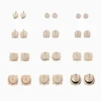 Серьги пусеты 12 пар &laquo;Фантазия&raquo;, маленькие d=3-6 мм, цветные в золоте