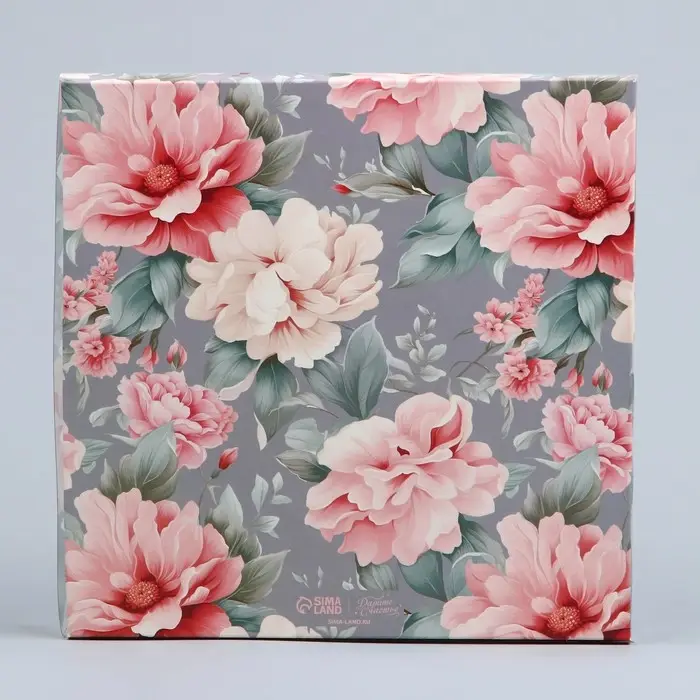 Коробка для печенья, кондитерская упаковка с PVC крышкой, With love for you, 21 х 21 х 3 см