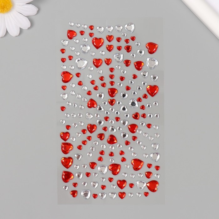 Декор для творчества пластик Декор для творчества пластик "Стразы. Сердечки" 25,2х9,6х0,5 см