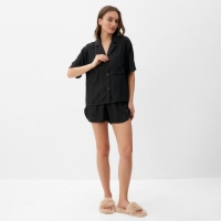 Пижама женская (рубашка и шорты) KAFTAN SILK "Полоска" р.40-42, черный
