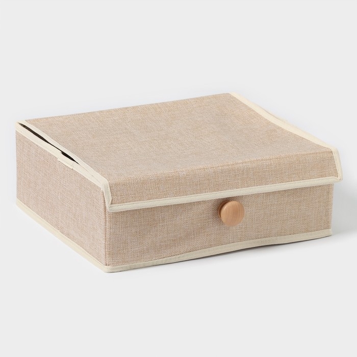 Органайзер для хранения белья LaDо́m «Франческа», 9 ячеек, с крышкой, 35×30×12 см, цвет бежевый Органайзер для хранения белья LaDо́m «Франческа», 9 ячеек, с крышкой, 35×30×12 см, цвет бежевый