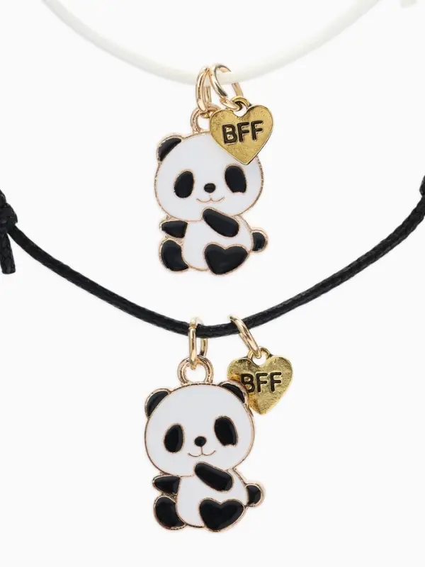 Браслеты парные &laquo;Неразлучники. Панды и лапки&raquo;, d=6 см, набор 2 шт. чёрный, белые