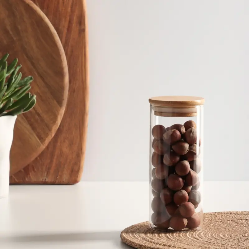 VETTA ЭКО Эллипс Банка для хранения 400мл, 15,5х6,5см, стекло, бамбук