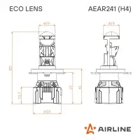 Лампа светодиод. H4 ECO LENS, 45Вт, 5700Лм (2850Лм x 2), 6500К, 12/24В, кмпл. 2 шт.
