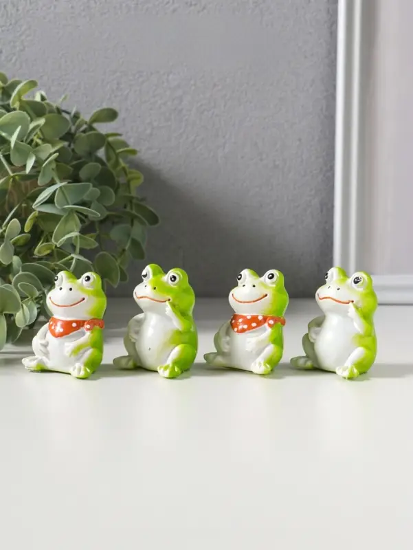 Сувенир полистоун "Зелёные лягушата" набор 4 шт 3х4х5 см