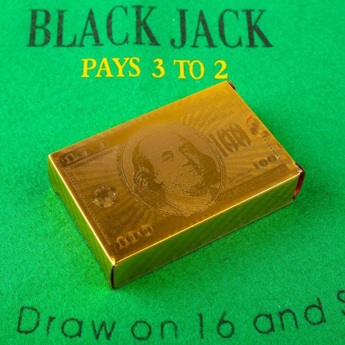 Карты игральные пластиковые  Карты игральные пластиковые "100 долларов", 54 шт, 30 мкм, 8.5 x 4,5 см, в шкатулке