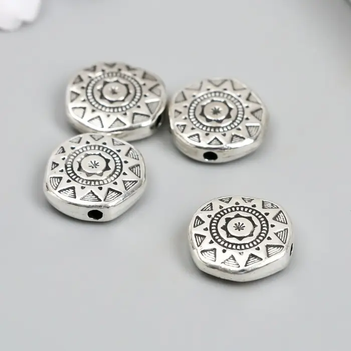 Бусина для творчества металл Бусина для творчества металл "Плоский круг. Солнце" 1,2х1,2 см