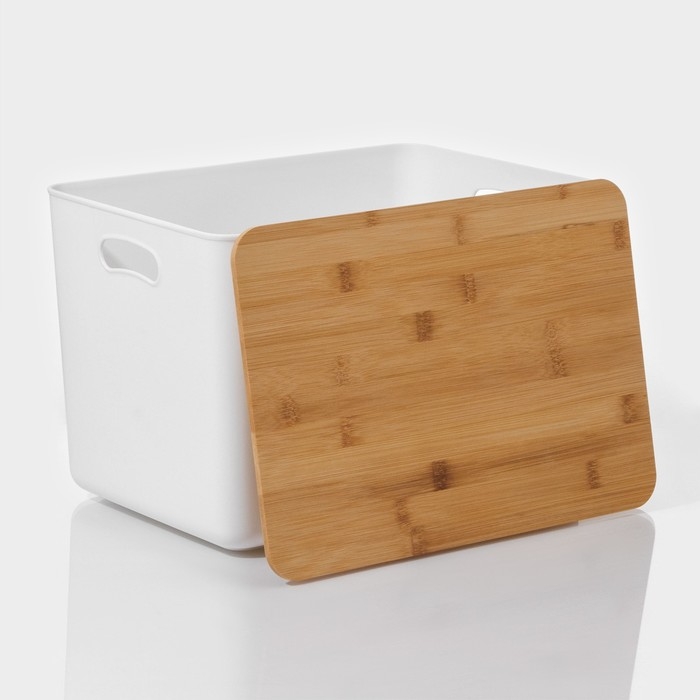 Контейнер для хранения с крышкой и ручками LaDо́m «Натурэль», 36×25×24,5 см, цвет белый Контейнер для хранения с крышкой и ручками LaDо́m «Натурэль», 36×25×24,5 см, цвет белый