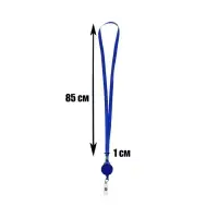 Лента для бейджа, 10 мм &times; 85 см, с держателем - рулеткой 40 см, и петлей, на кнопке, синий